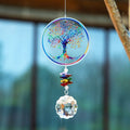 Garden Decorations H D Chakra Tree of Life Suncatcher Handmade Crystal Mandala Prism Decor Window Car Wall Art Hanging Ornament for Home Office 230422