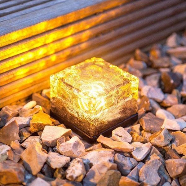Solar Brick Lights Ice Cube Light Lamp Frosted LED Landscape Buried for Outdoor Night Garden Pathway Decoration 240729