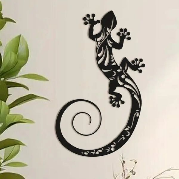 2024 Metal Gecko Outdoor Decor Lizard Wall Sculpture Metal Gecko Wall Art Lizard Outdoor Decor Hangable Sculpture Decoration For 240824