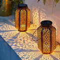 LED solar chandelier retro solar iron lamp decoration retro streetlight outdoor metal hollow lamp 241008