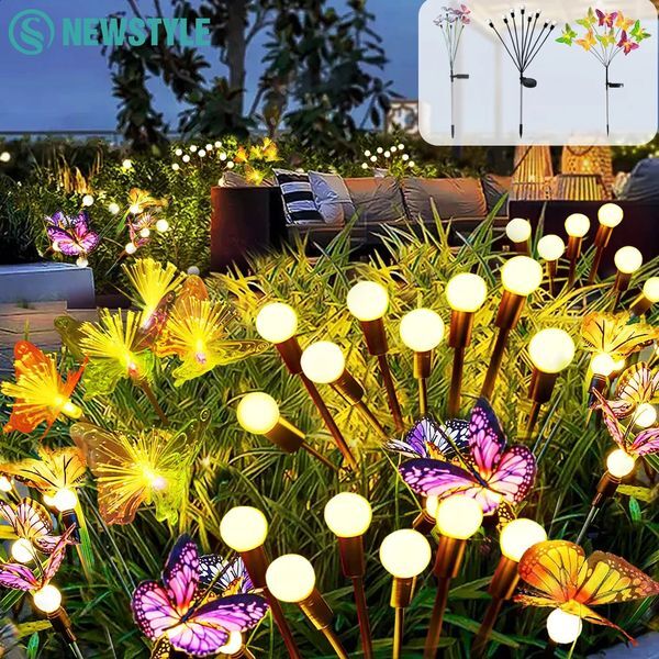 68LED Solar Firefly Light Garden Butterfly Powered Lighting Waterproof Landscape Decor Lawn Yard Pathway Patio Christmas 250107