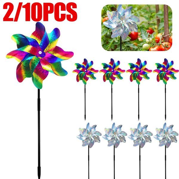 2/10pcs Bird Repeller Reflective Windmill Bird Repellent Anti Birds Windmill Spinner Child Windmill Garden Orchard Protection 250207