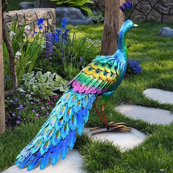 Peacock Statue Sculpture Handmade Crafts Ornament Animal Figurine Standing Posture Collectible Peacock Figurine Garden Craft 250228