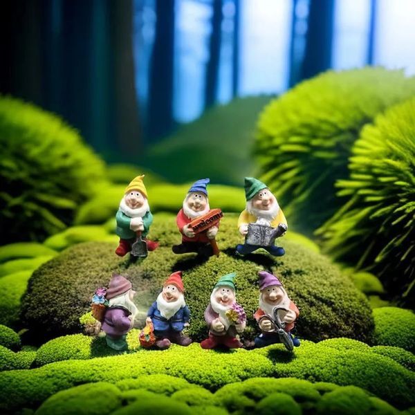 7pcs/set Funny Gnomes Garden Decor Fairy Gnome Statue Sculptures Ornament for Garden Lawn Patio Yard Landscape Dwarf Figurines 250228