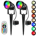 12W RGBW Lawn Lamp 12V RGB Landscape Lighting with Remote Waterproof Outdoor Spotlight with Spike for Garden Path Tree Wall 8pcs 250325