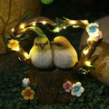 Birds Statue Resin Garden Statue with Solar Powered Light Garden Animal Statues Cute Animal Figurine for Patio Yard Lawn Porch 250523