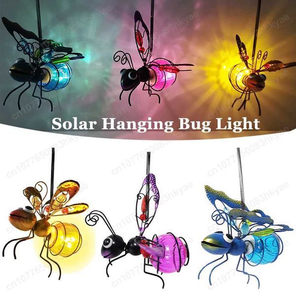 Solar Hanging Bug Light Flying Insect Fairy Lamp Garden Bug Light Iron Insect Statue Ornament Yard Balcony Porch Garden Decor X250607