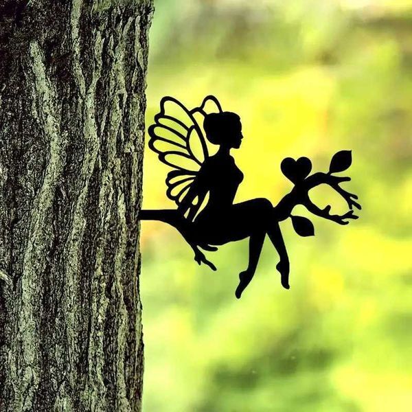 Fairy Silhouette Metal Wall Art Home Garden Yard Patio Outdoor Statue Stake Decoration Perfect For BirthdaysHousewarming Gifts X250627