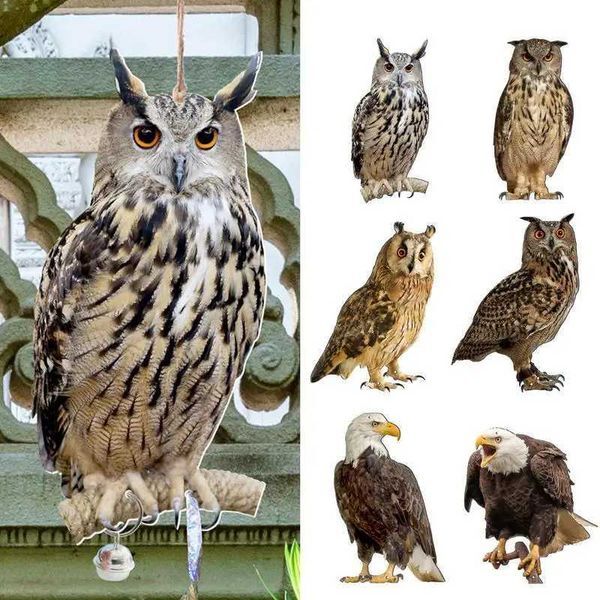 Owl Bird Repellent Bell Pendant Pastoral Orchard Bird Scare Ornaments Outdoor Garden Decoration Wind Chime Garden Scarecrow X250627