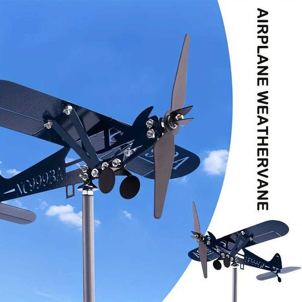 Metal Airplane Weathervane 3D Piper J3 Cub Wind Spinner Windmill Garden Decor Home Outdoor Roof Plane Indicator Wind Direct P1C8 X250627