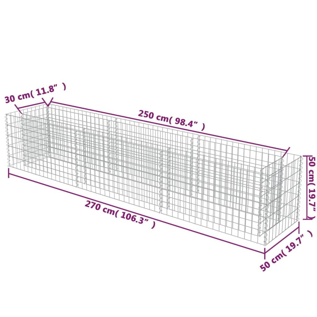 Gabion Raised Bed Galvanized Steel 106.3"x19.7"x19.7