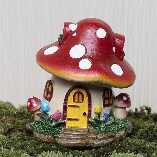 Mushroom House Mini Resin Outdoor Decoration Fairy Tale Garden Flower Pot Craft Home Decoration Garden Decoration 250424