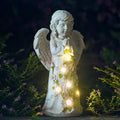 Solar Garden Outdoor Statues Angel with Succulent and 7 LED Lights Lawn Decor Figurine for Patio Balcony Yard 250703