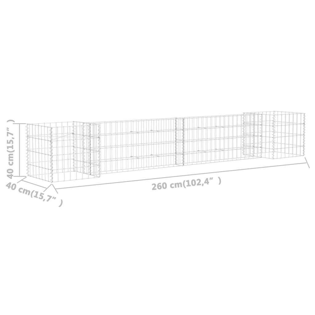 H-Shaped Gabion Planter Steel Wire 102.4"x15.7"x15.7"