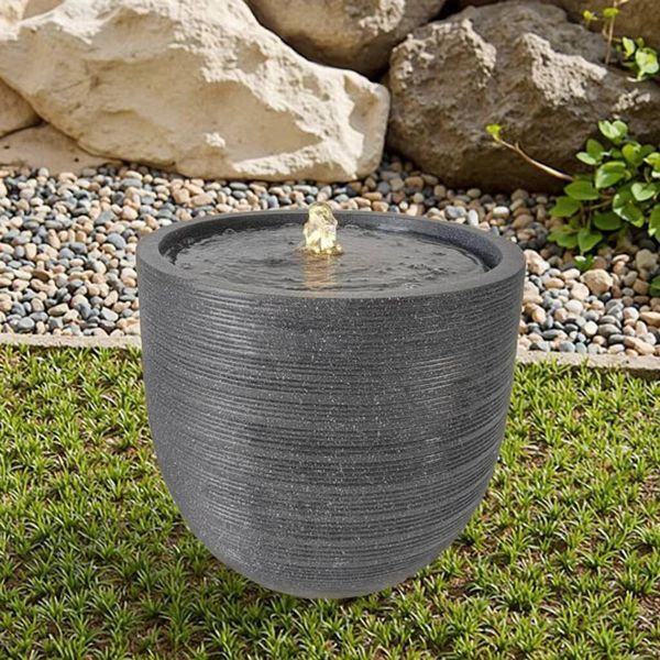 Modern Horizontal Stripes Water Fountain with Led Lights Outdoor Garden Decoration Landscape