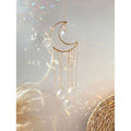 Adult: yes - Crescent Moon Crystal Suncatcher Hanging Crystals Ball Pendant Sun Catcher Rainbow Maker Metal Chain Wind Chime for Garden Decor 26W01131