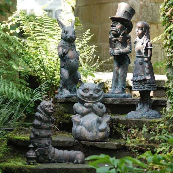 Alice In Wonderland Statue - Caterpillar Rabbit Sculpture, Home Room & Garden Decoration 26L0202