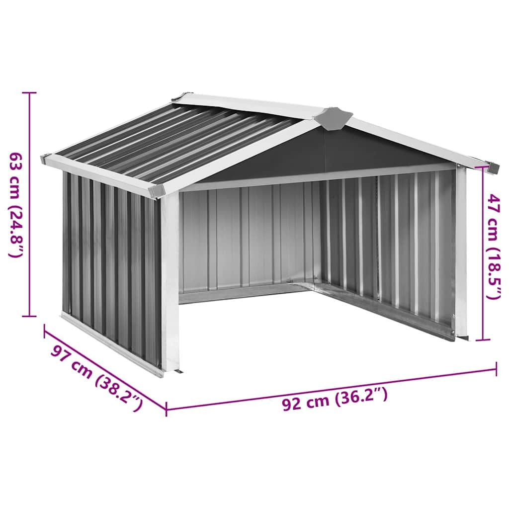 Garden Robot Lawnmower Shed 36.2"x38.2"x24.8" Galvanized Steel Anthracite
