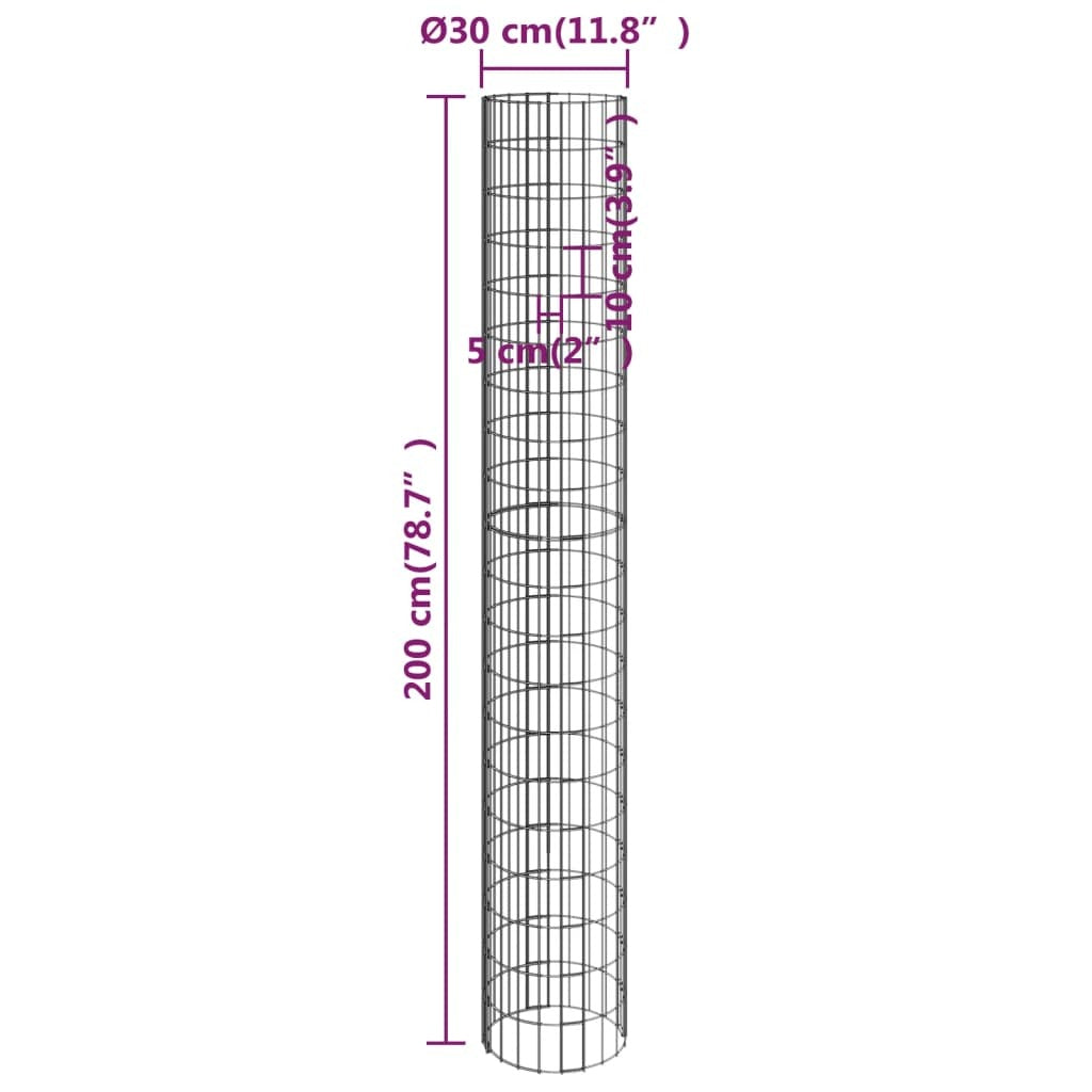 Circular Gabion Raised Beds 3 pcs Galvanized Steel 11.8"x78.7