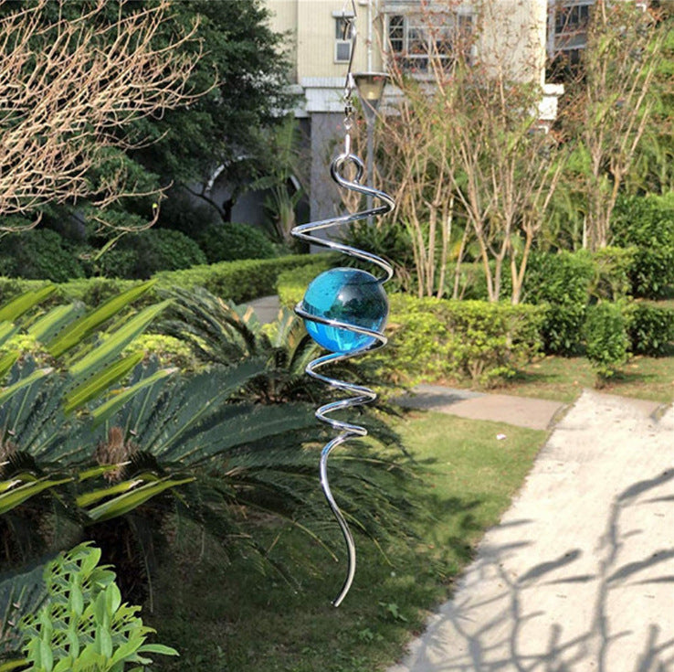 Wind SpinnerBall Spiral Tai  Stainless Steel Suspended Rrotary Stabilizer Crystal Ball Wind Chime