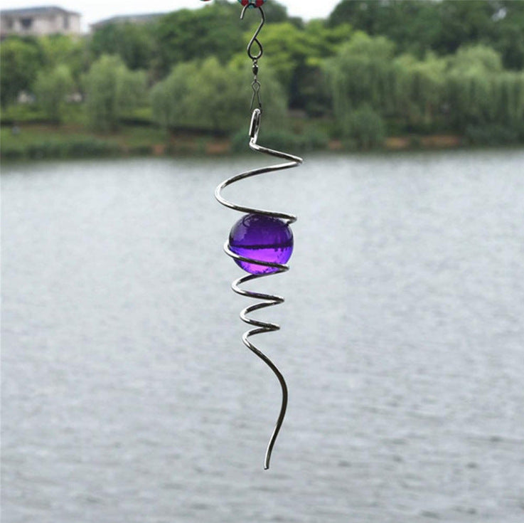 Wind SpinnerBall Spiral Tai  Stainless Steel Suspended Rrotary Stabilizer Crystal Ball Wind Chime