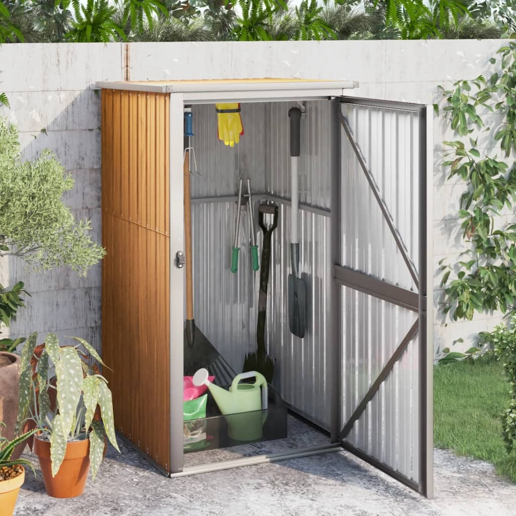 Garden Tool Shed Brown 34.6"x35"x63.4" Galvanized Steel