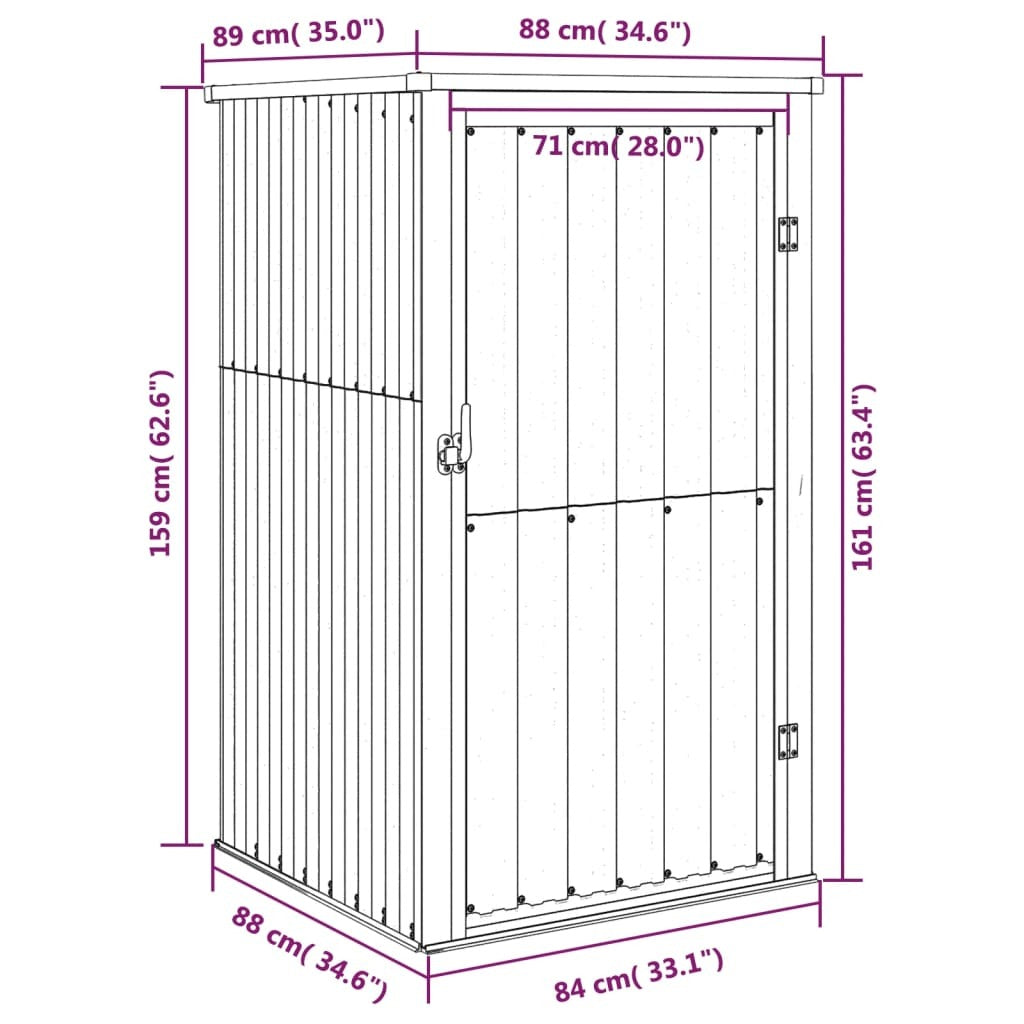 Garden Tool Shed Brown 34.6"x35"x63.4" Galvanized Steel