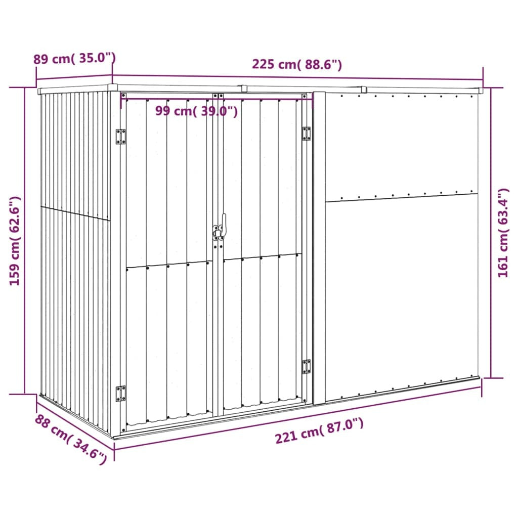 Garden Tool Shed Anthracite 88.6"x35"x63.4" Galvanized Steel