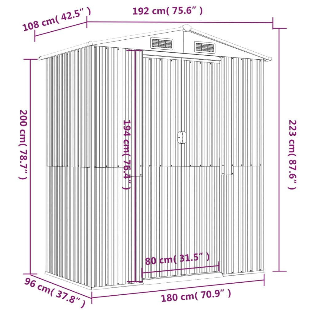 Garden Shed Light Brown 75.6"x42.5"x87.8" Galvanized Steel