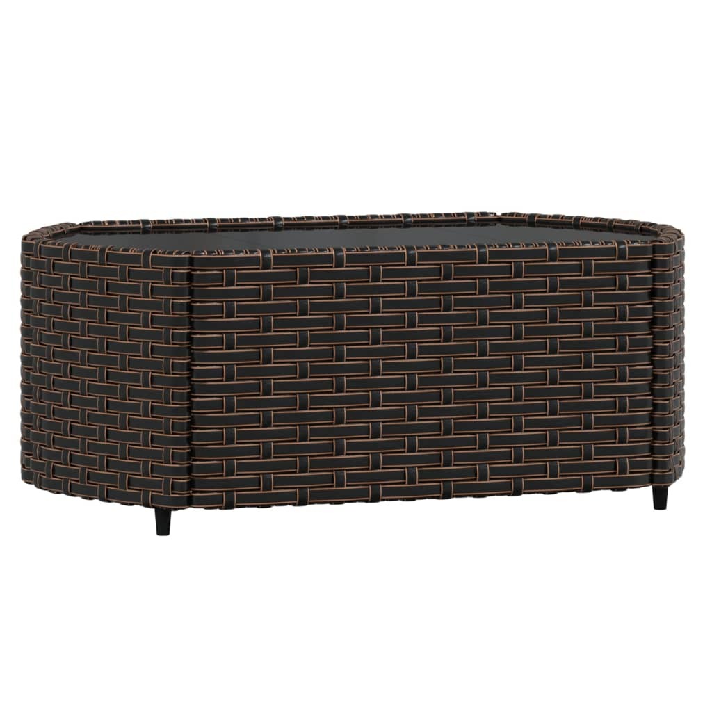 4 Piece Patio Lounge Set with Cushions Brown Poly Rattan