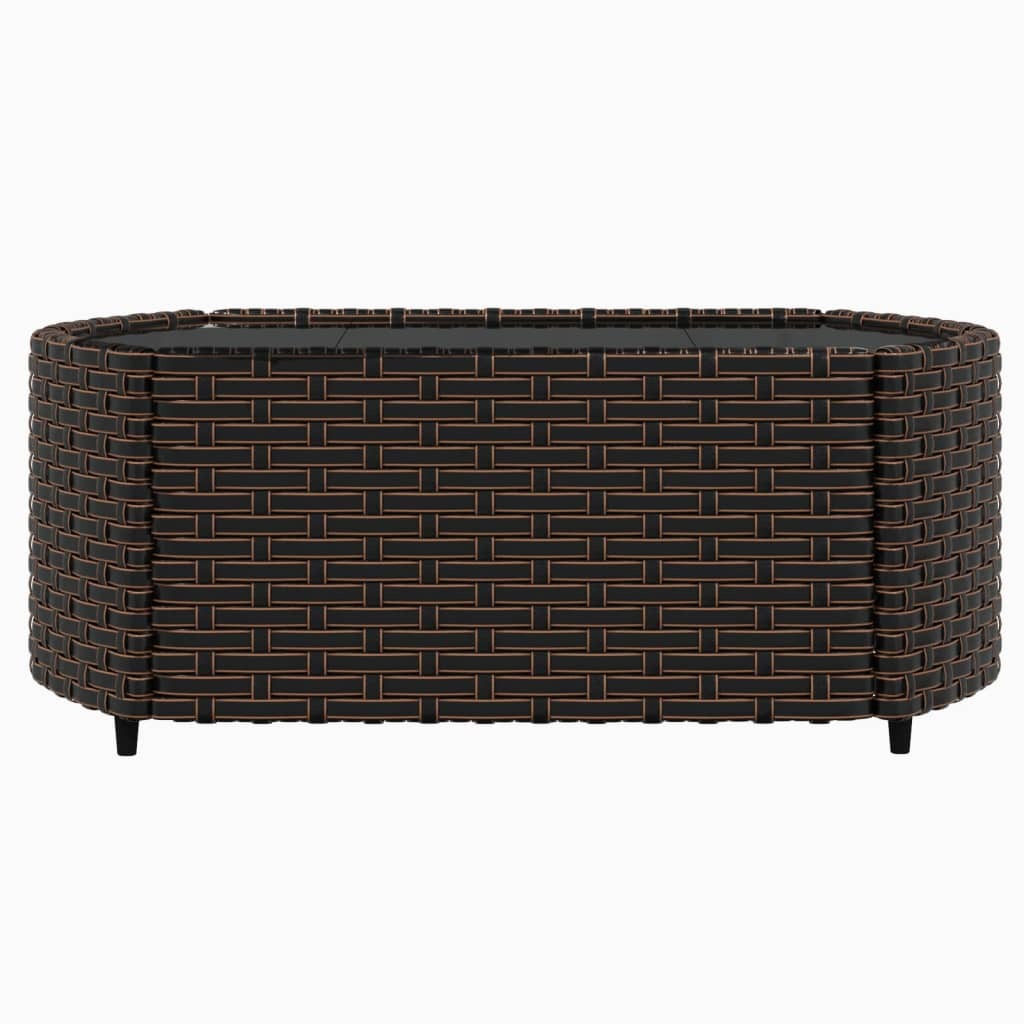 4 Piece Patio Lounge Set with Cushions Brown Poly Rattan