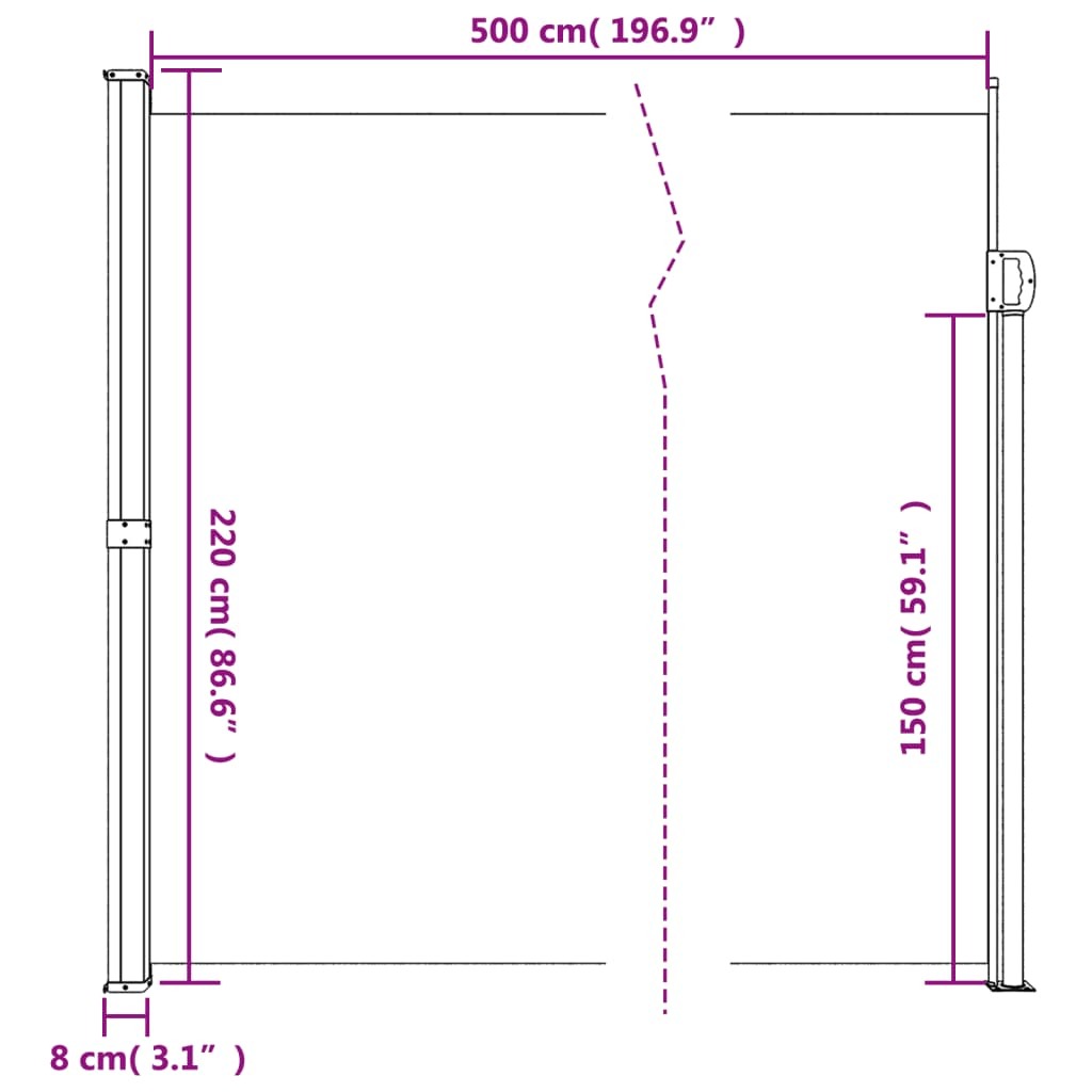 Retractable Side Awning Anthracite 86.6"x196.9