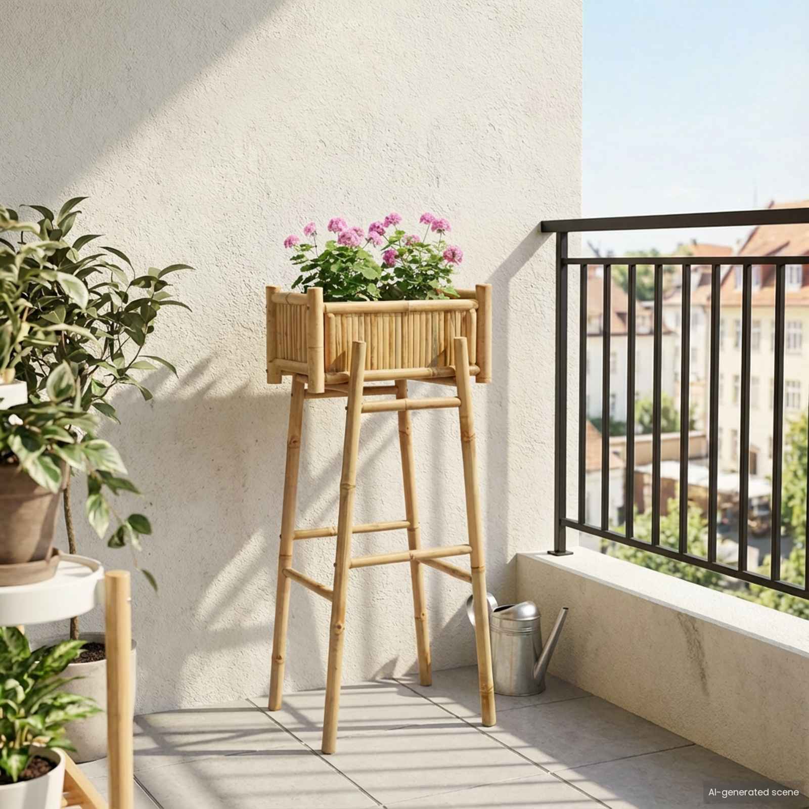 | Garden Planter with Holder | Natural 19.69 x 14.96 x 44.88 in