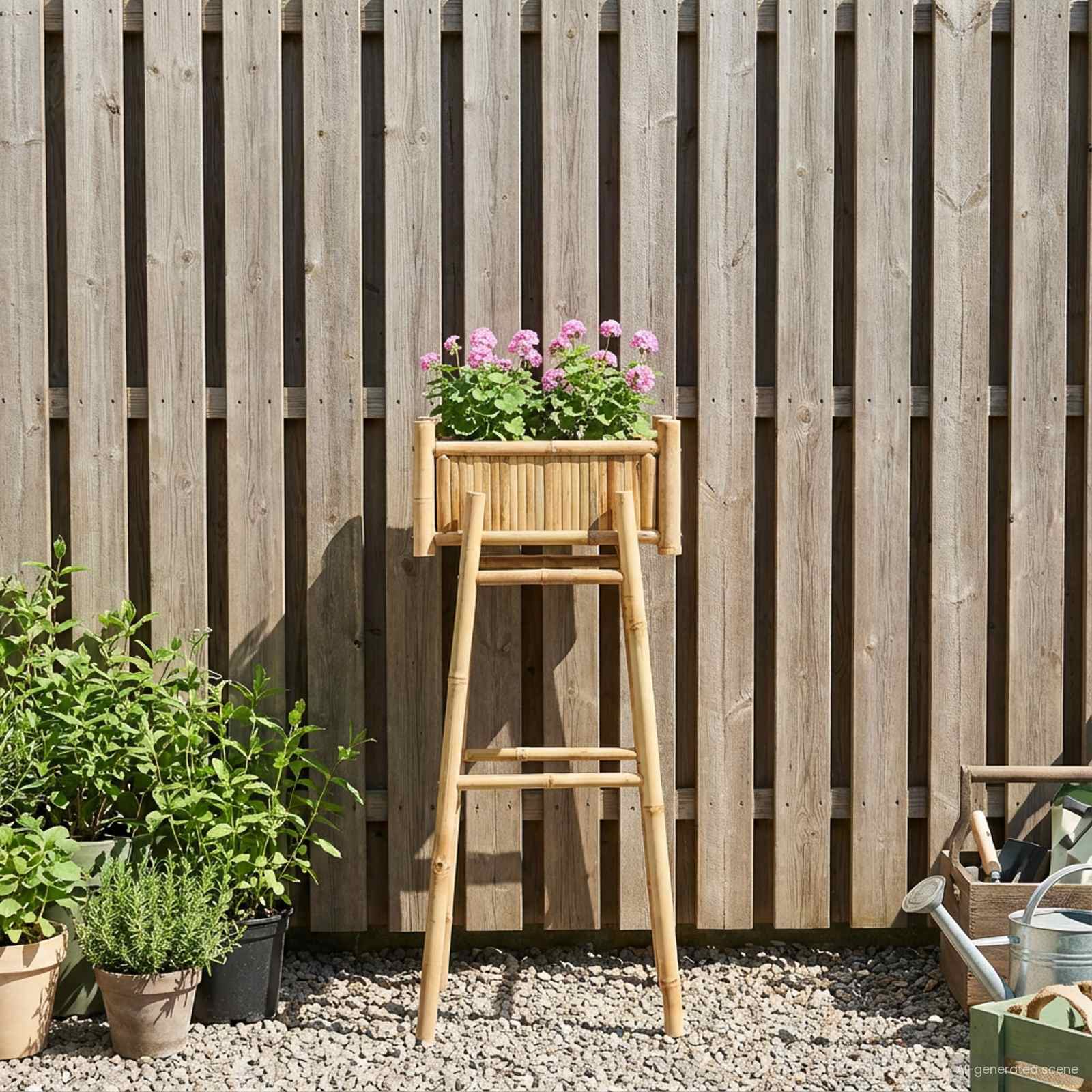 | Garden Planter with Holder | Natural 19.69 x 14.96 x 44.88 in