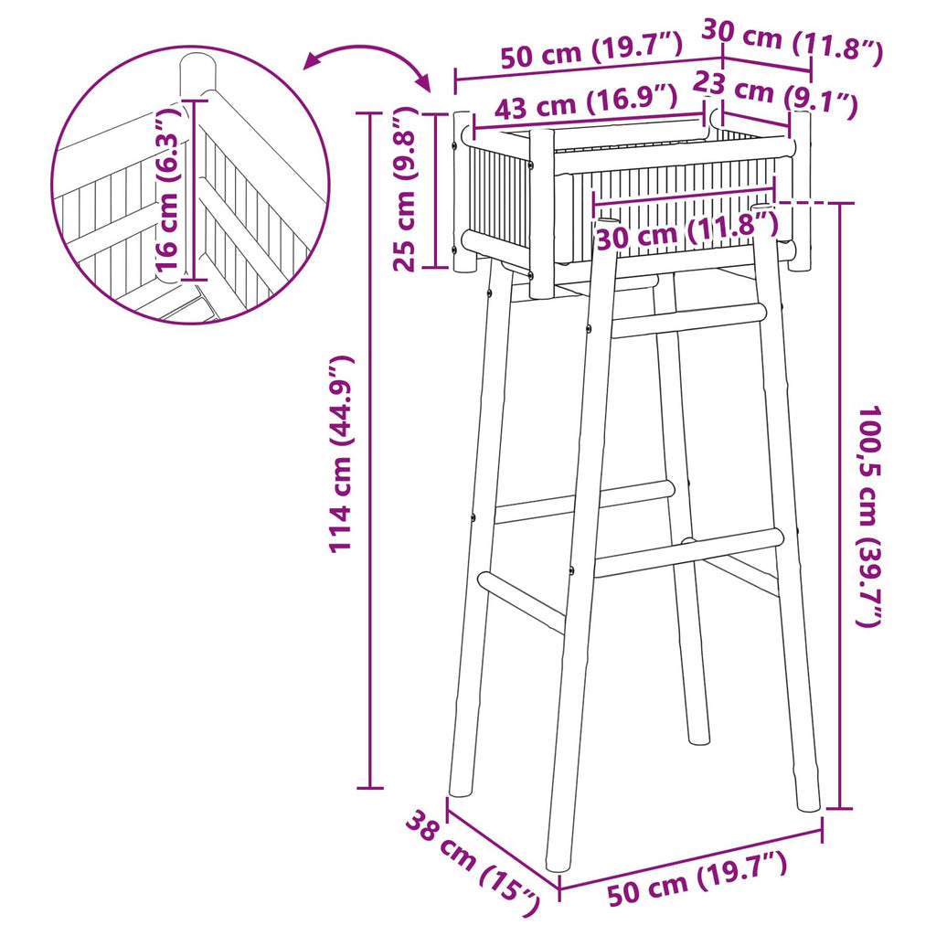 | Garden Planter with Holder | Natural 19.69 x 14.96 x 44.88 in