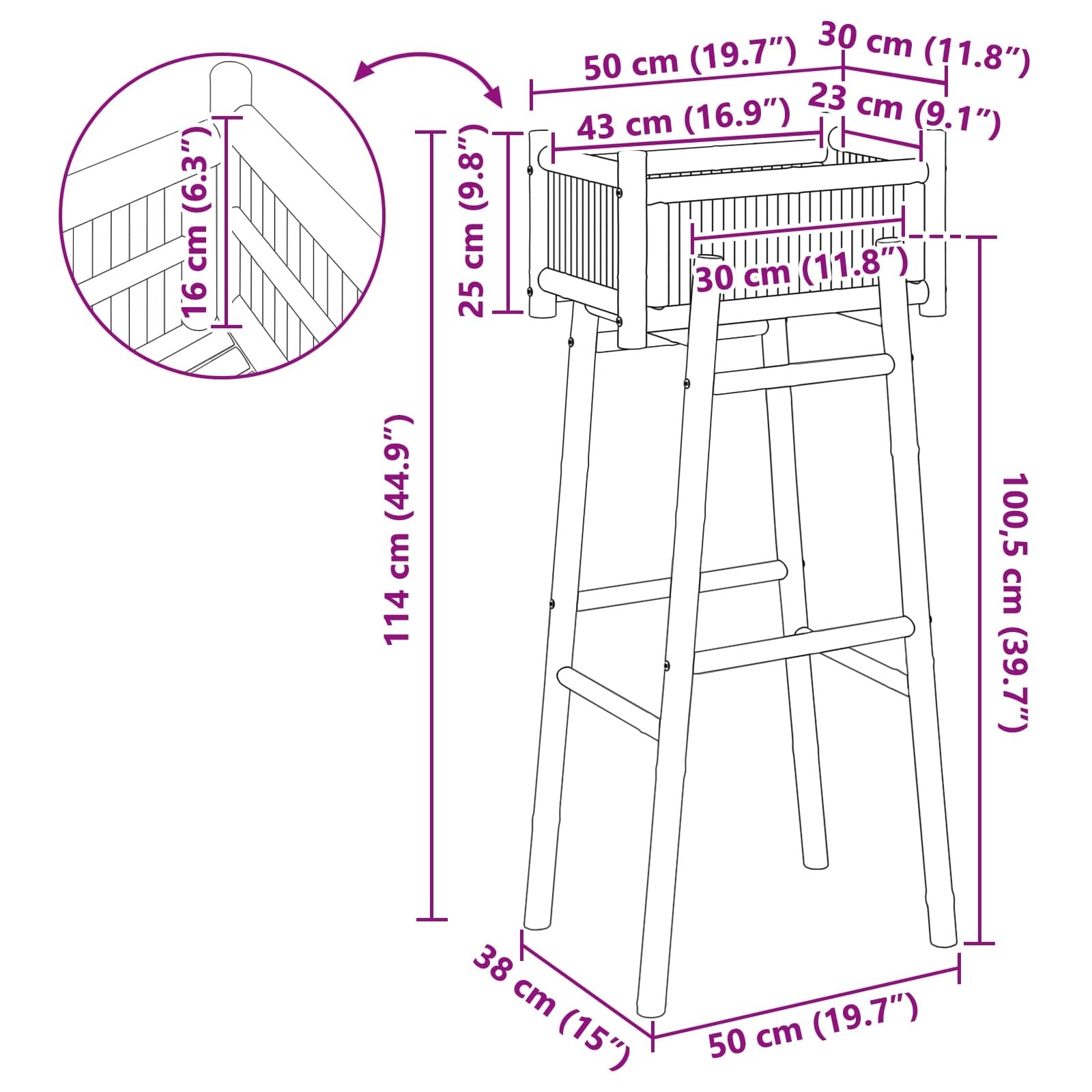 | Garden Planter with Holder | Natural 19.69 x 14.96 x 44.88 in