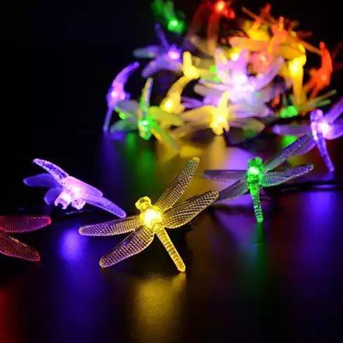 Style: Multi Colors - Solar Powered DragonFly LED Light String