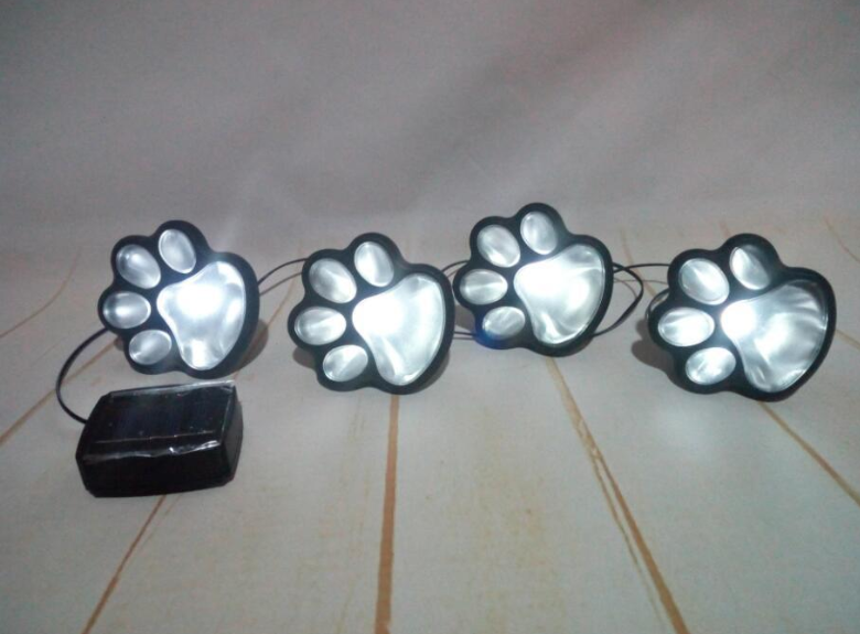 Color: White x4 - Outdoor 4 LED Solar Animal Paw Light Portable Lamp Solar Light Sensor Solar Energy Lamp Panel Camp Tent Fishing Garden Lighting