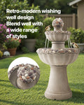 Outdoor Water Fountain, 36.5 in Height Fountain and Waterfall, 2-Tier Floor Standing Rock Base Style Fiberglass and Resin Fountains with Pump, for Outdoor Indoor Garden, Home, Patio & Backyard