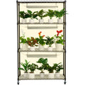 Plant Stand with Grow Light, 4 Tier Plant Shelf with 90W Grow Light for Indoor Plants, Grow Light Shelf Full Spectrum Lights Adjustable Metal Plant Stand for Seed Starting
