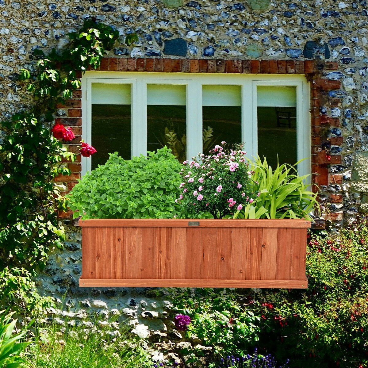 Wooden Decorative Planter Box for Garden Yard and Window - Color: Brown