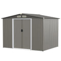 8 x 6 Feet Galvanized Steel Storage Shed for Garden Yard-Gray