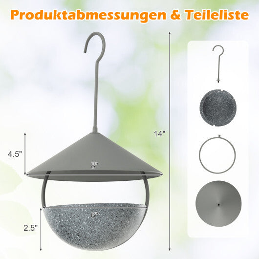 Metal Hanging Bird Feeder and Bath with Weatherproof Dome - Color: Natural