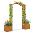 Wooden Garden Arbor with Planter and Trellis for Climbing Plants Decorations-Orange