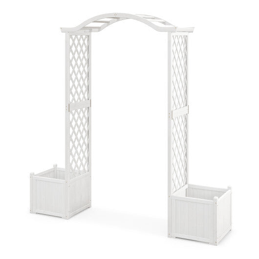 Wooden Garden Arbor with Planter and Trellis for Climbing Plants Decorations-Orange