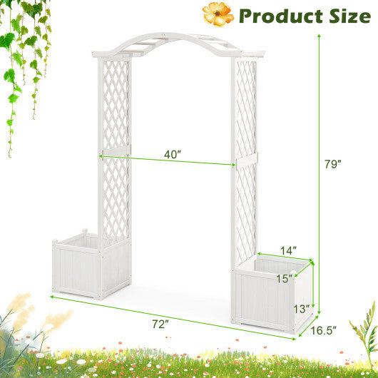 Wooden Garden Arbor with Planter and Trellis for Climbing Plants Decorations-Orange
