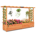 Raised Garden Bed Planter Box with Lattice Trellis Drainage Holes - Color: Orange