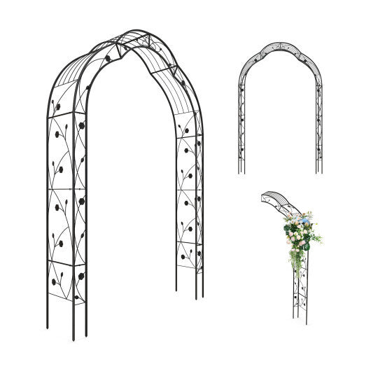 Garden Arch Arbor Trellis for Climbing Plants Roses Vines-Black - Color: Black