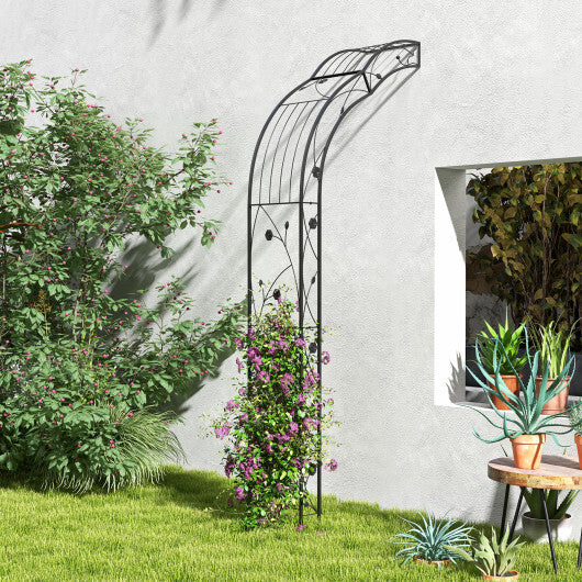 Garden Arch Arbor Trellis for Climbing Plants Roses Vines-Black - Color: Black