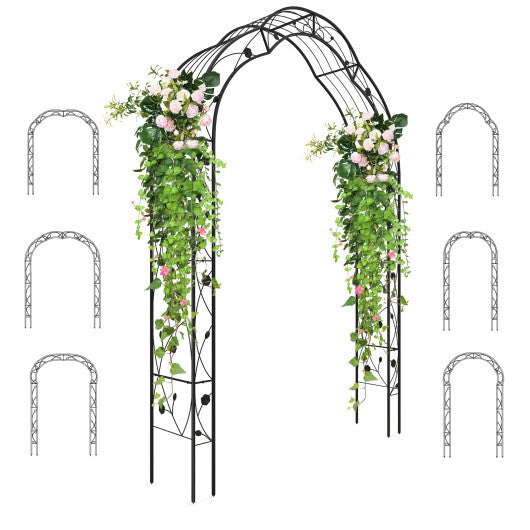 Garden Arch Arbor Trellis for Climbing Plants Roses Vines-Black - Color: Black